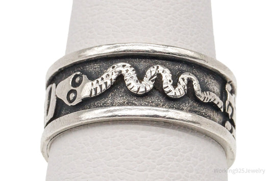 Vintage Tribal Symbols 950 Silver Band Ring - Size 6 — photo 1 of 9