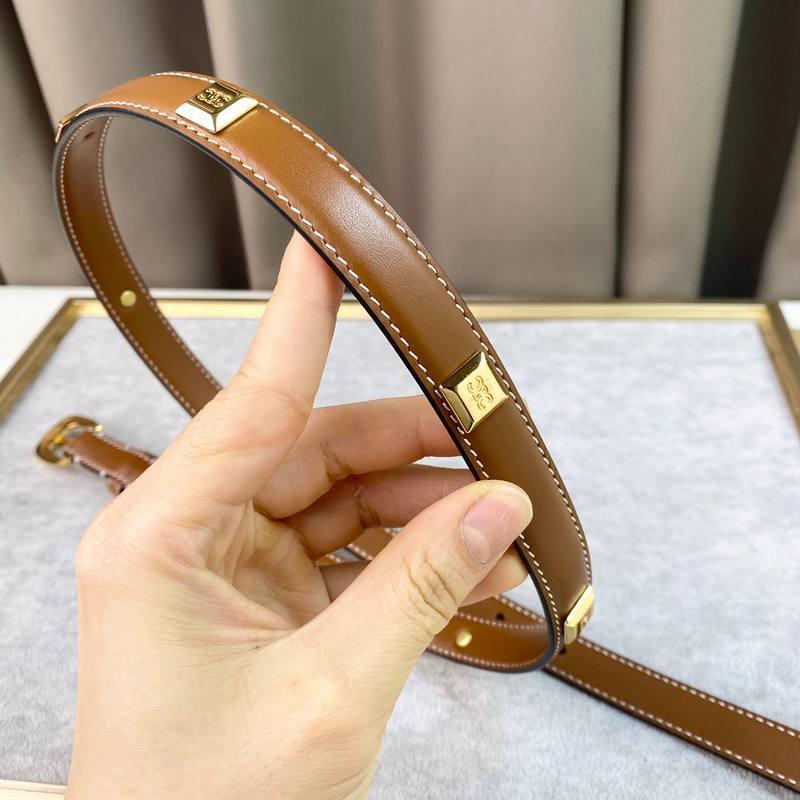 Celine Women Gold Buckle Belt 'Brown'
