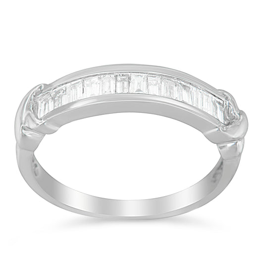 .925 Sterling Silver 1/2 Cttw Baguette Cut Diamond Channel Set X-Station Wedding Ring (H-I Color, I1-I2 Clarity) - Size 6-1/2 — photo 1 of 10