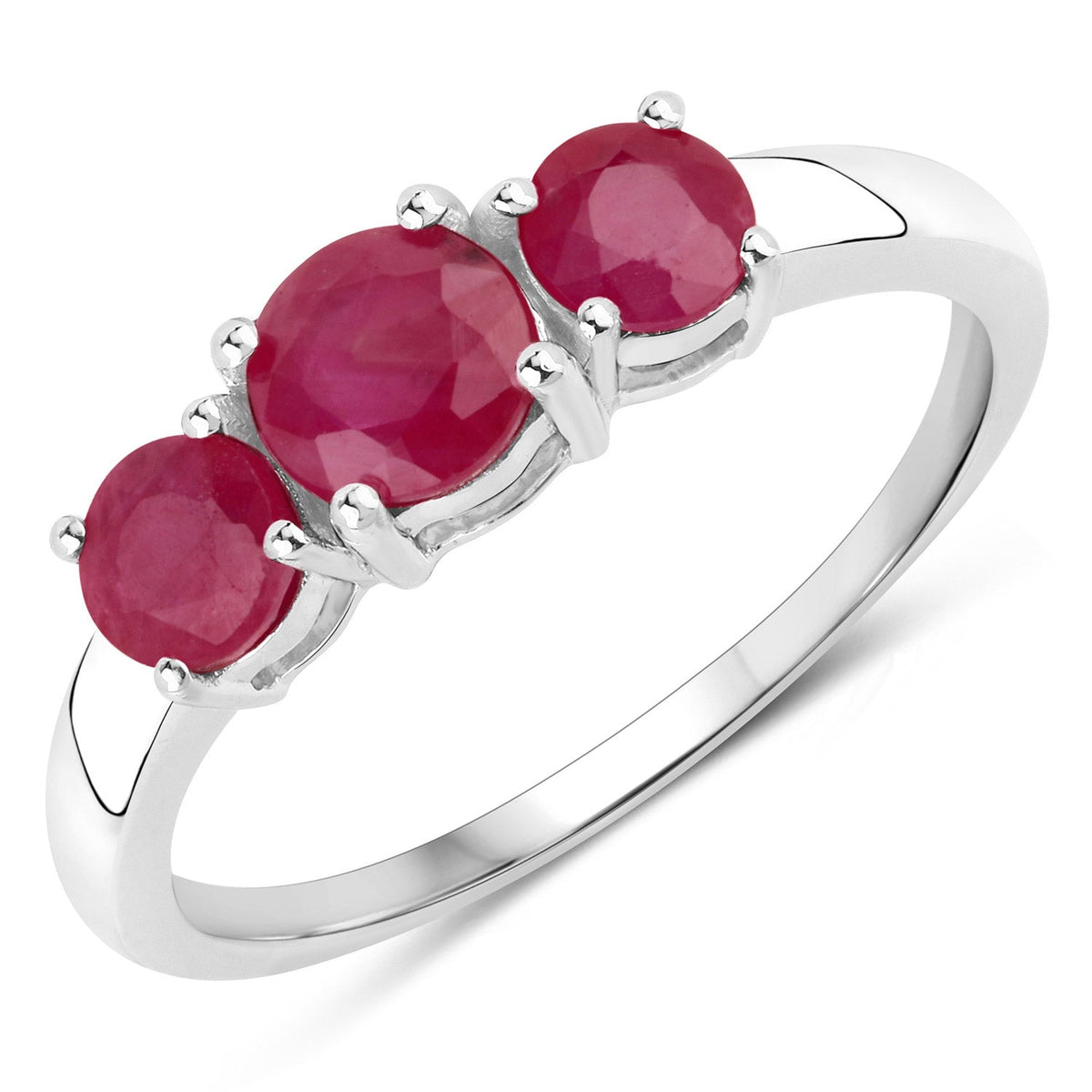 1.15 Carat Genuine Ruby 14K White Gold Ring