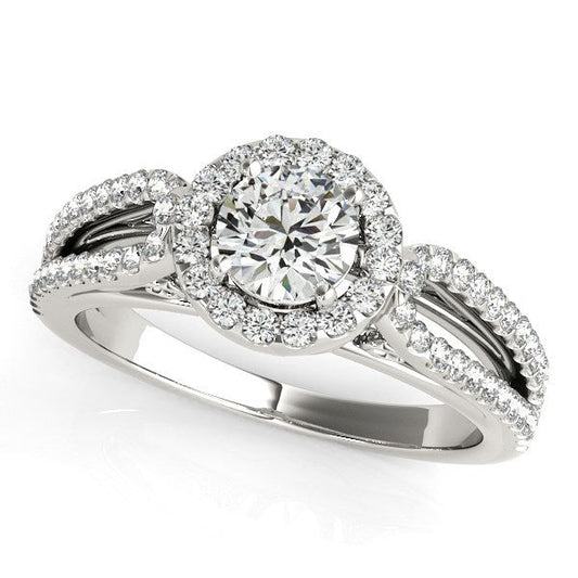 14k White Gold Diamond Engagement Ring with Teardrop Split Shank (7/8 cttw) — photo 1 of 4