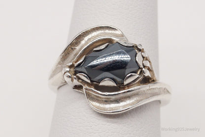 Vintage Mid Century Hematite Sterling Silver Ring - Size 6