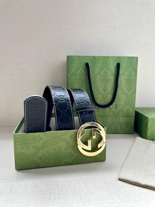 GUCCI Embellished coated-canvas and leather belt 'Black'