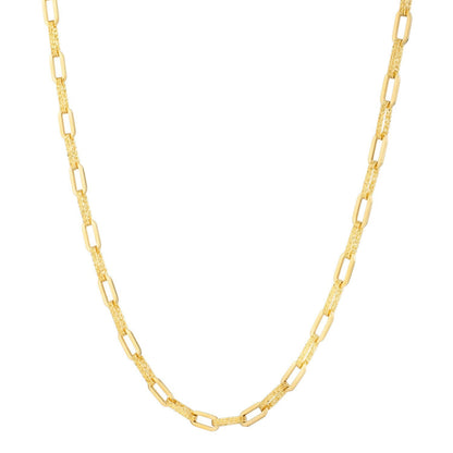 14k Yellow Gold Diamante Paperclip Chain Necklace (4.00 mm)