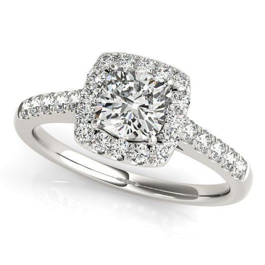 14k White Gold Square Outer Shape Round Diamond Engagement Ring (3/4 cttw) — photo 1 of 4