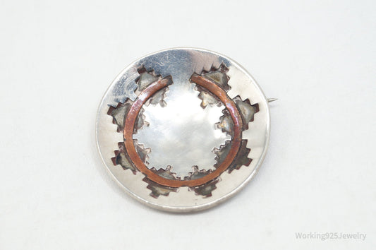 Vintage Native American Azqay Brass Sterling Silver Brooch Pendant — photo 1 of 8