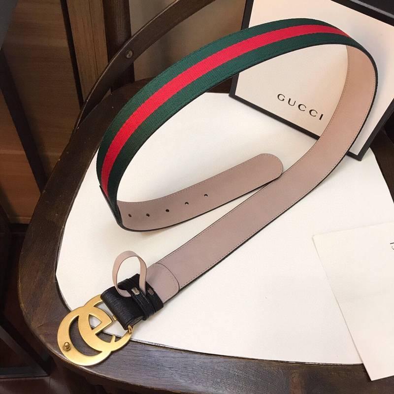 Gucci GG Marmont Web Belt Canvas and Leather 'Green/Red'