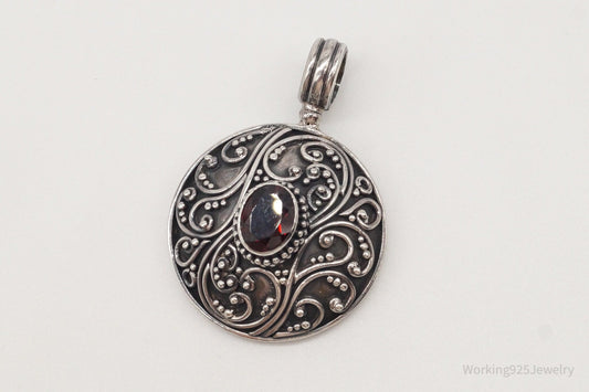 Large Designer BA Suarti Garnet Sterling Silver Pendant