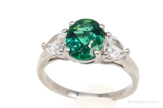 Vintage SAI Lab Emerald White Sterling Silver Ring - Size 7.75 — photo 2 of 10
