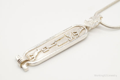 Vintage Large Egyptian Cartouche Sterling Silver Necklace