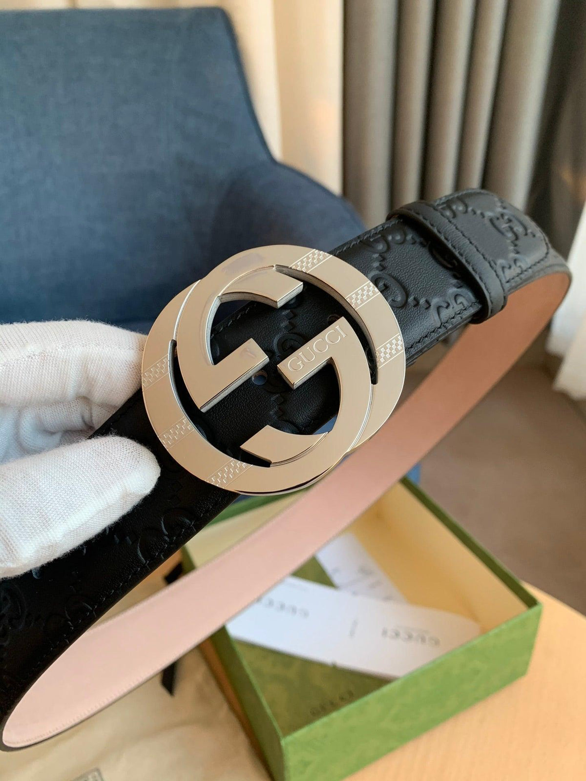 GUCCI Embellished coated-canvas and leather belt 'Black'
