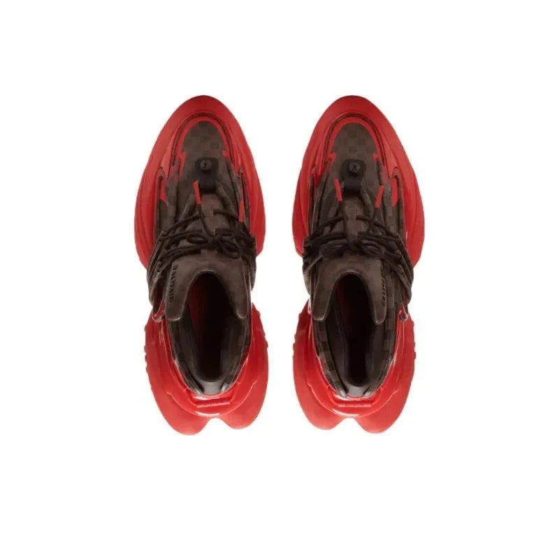 BALMAIN Unicorn Low 'Monogram Brown Red'