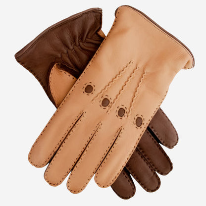 CA0322 (tan) - Men's Italian cashmere lined deerskin dress driving gloves — photo 1 of 7