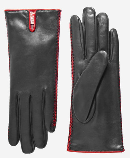 CA0422 (black/red) – Italian lambskin leather gloves for women with cashmere lining — photo 2 of 9