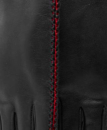 CA0422 (black/red) – Italian lambskin leather gloves for women with cashmere lining — photo 3 of 9