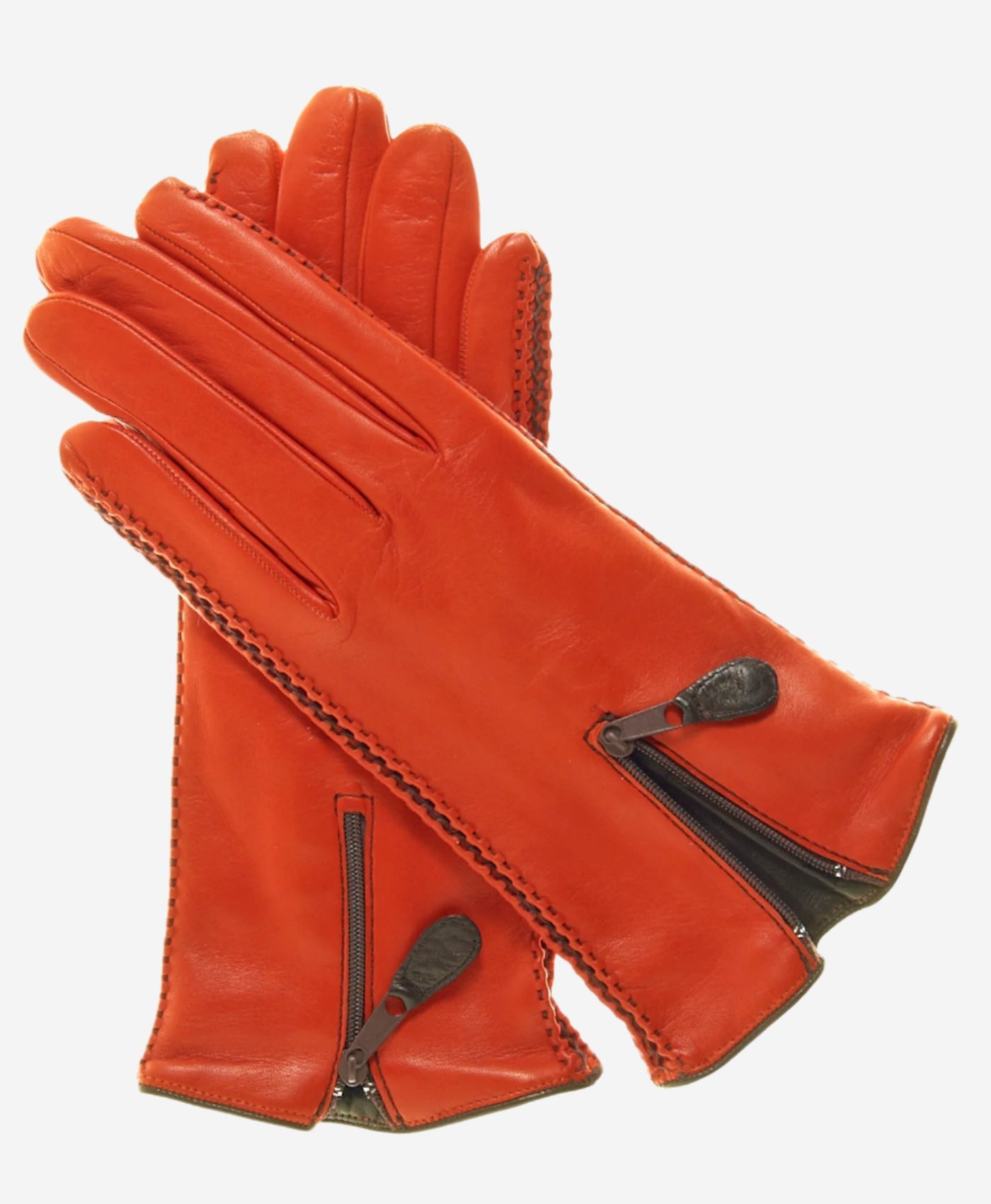 CA0547 (persimmon) – Women’s Italian lambskin cashmere-lined leather gloves with zipper — photo 1 of 8