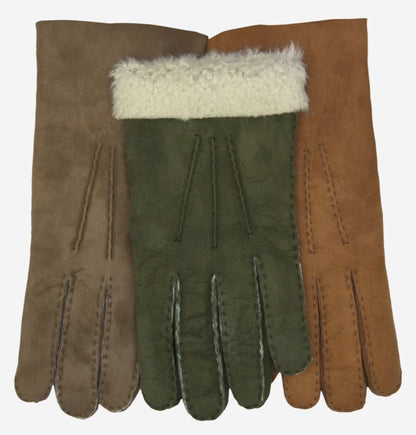 CA3121 (saddle) - Italian suede leather gloves with luxurious natural sheep fur lining — photo 4 of 9