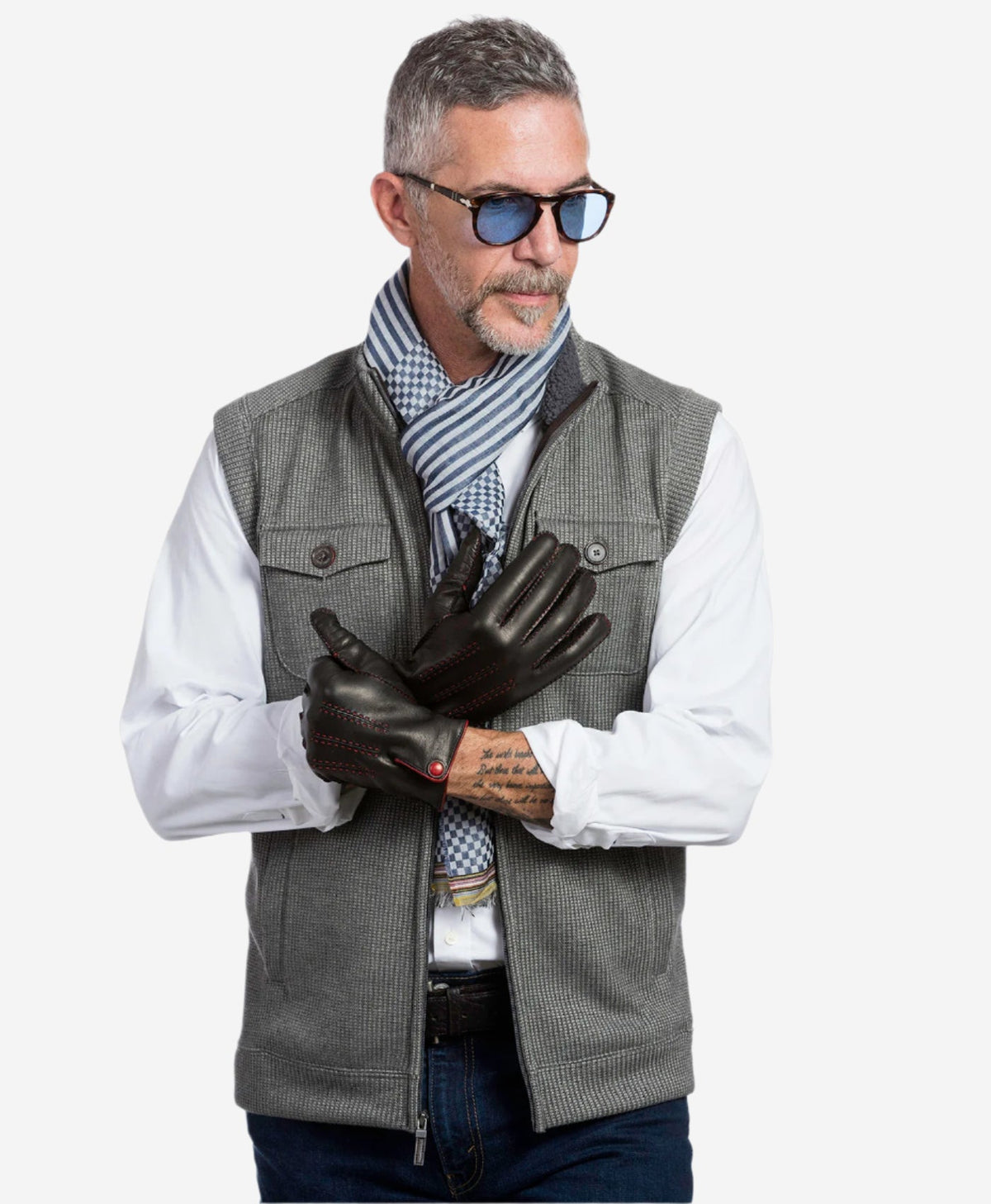 CA3152 (black) - Men's Italian cashmere lined handsewn dress gloves — photo 4 of 10