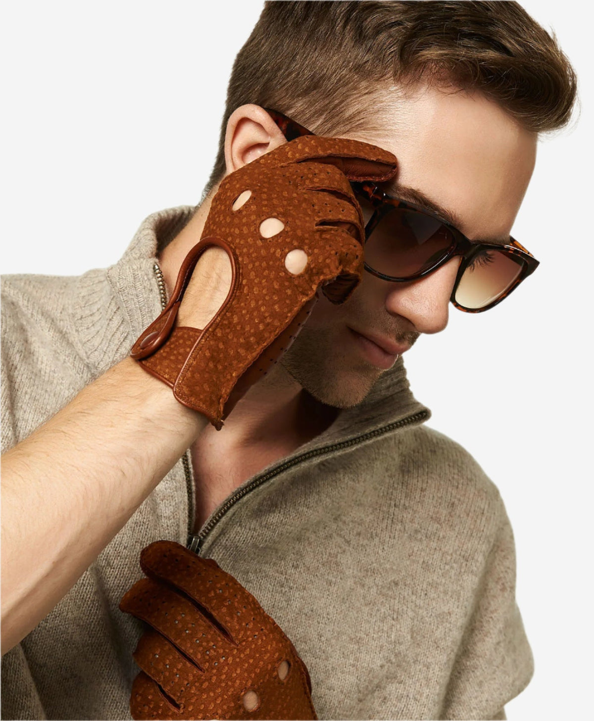 CA3198 (cork) - Handsewn Italian carpincho men's driving gloves — photo 3 of 10