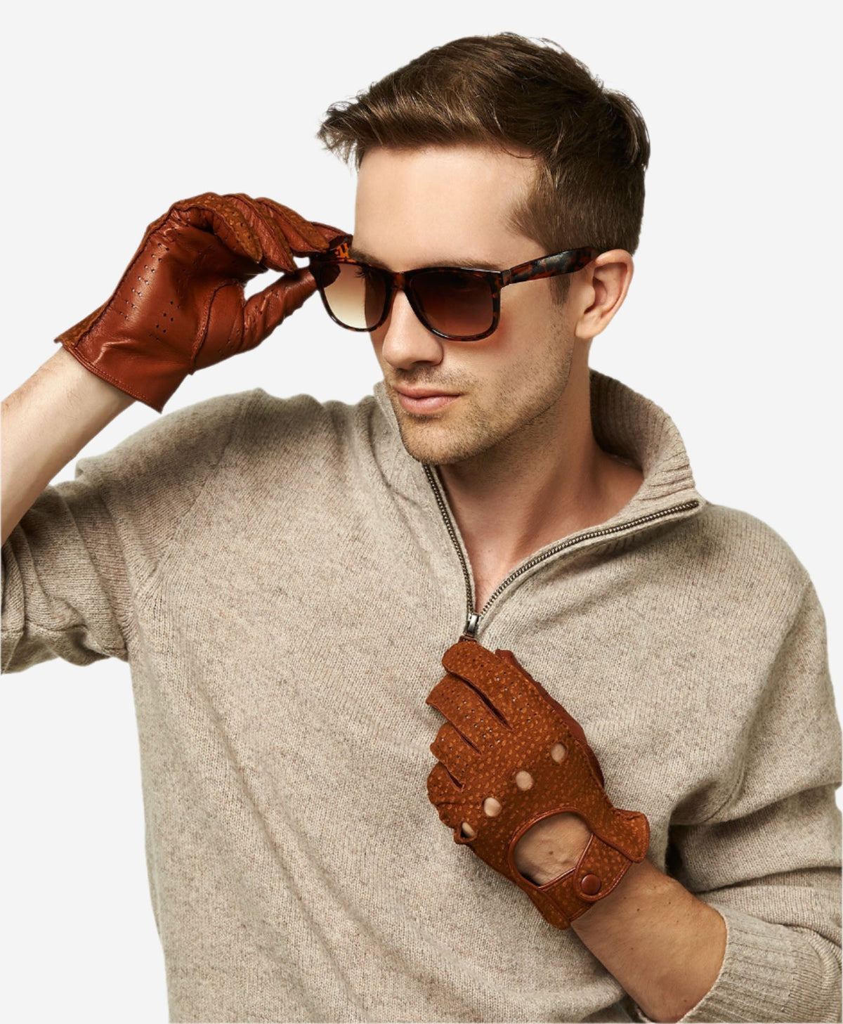 CA3198 (cork) - Handsewn Italian carpincho men's driving gloves — photo 4 of 10