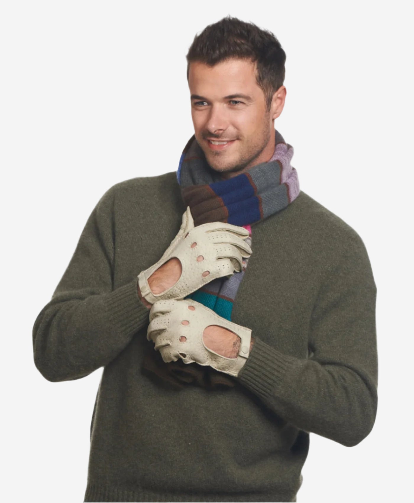 CA3335 (alabaster) - Handsewn Italian peccary men's driving gloves — photo 3 of 9