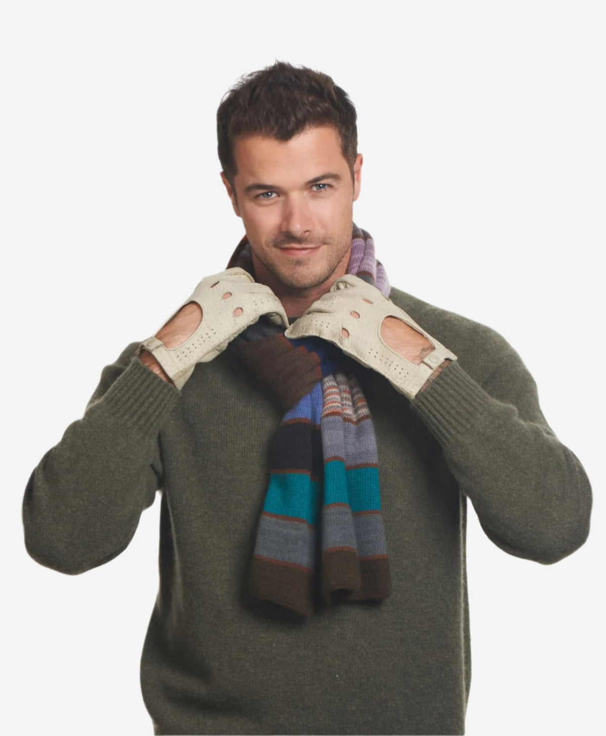 CA3335 (alabaster) - Handsewn Italian peccary men's driving gloves — photo 2 of 9
