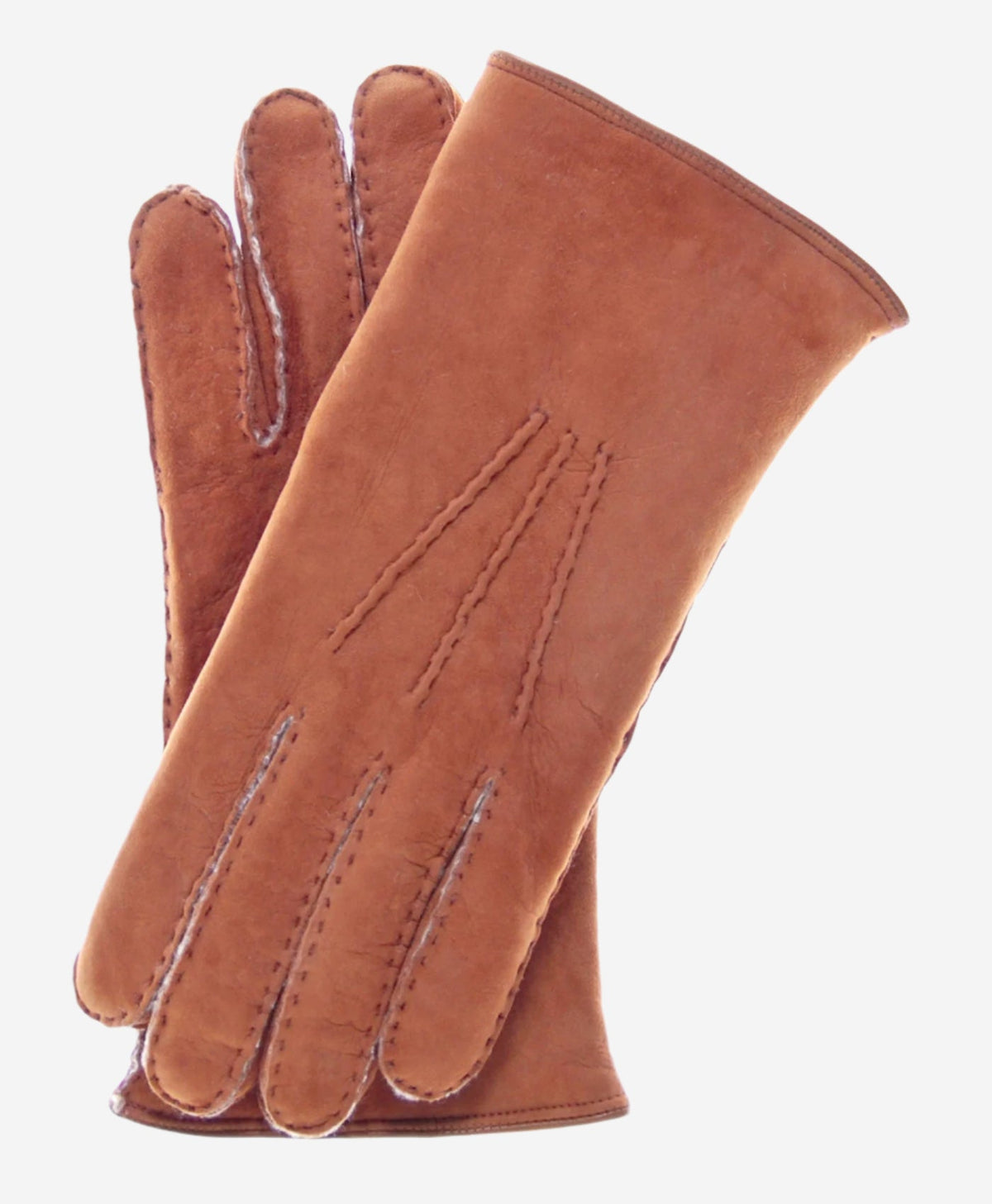 CA3466 (saddle) - Men's Italian handsewn sueded lamb shearling gloves — photo 1 of 9