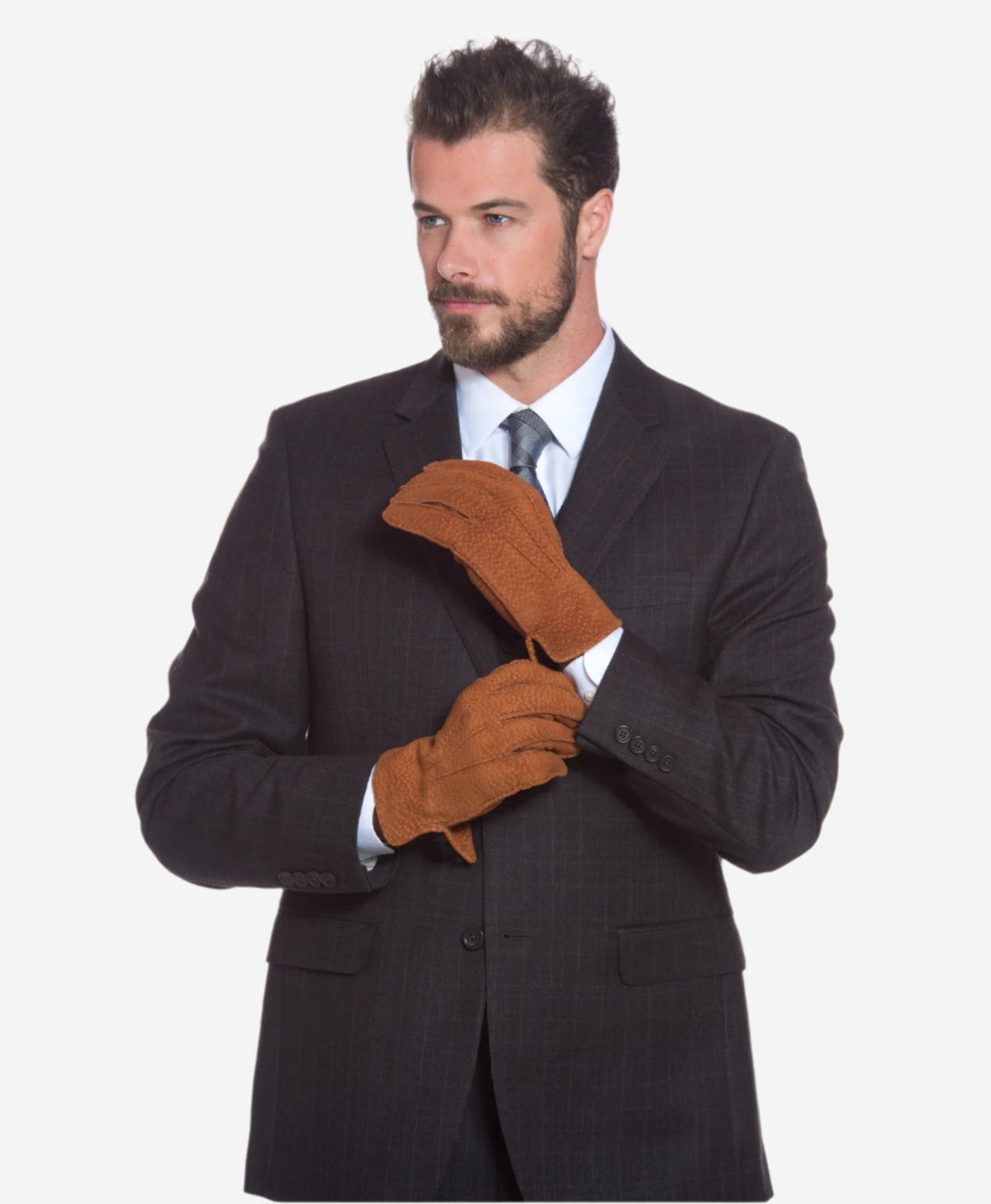 CA3633 (cork) - Handsewn Italian carpincho men’s rabbit fur-lined dress gloves — photo 5 of 10