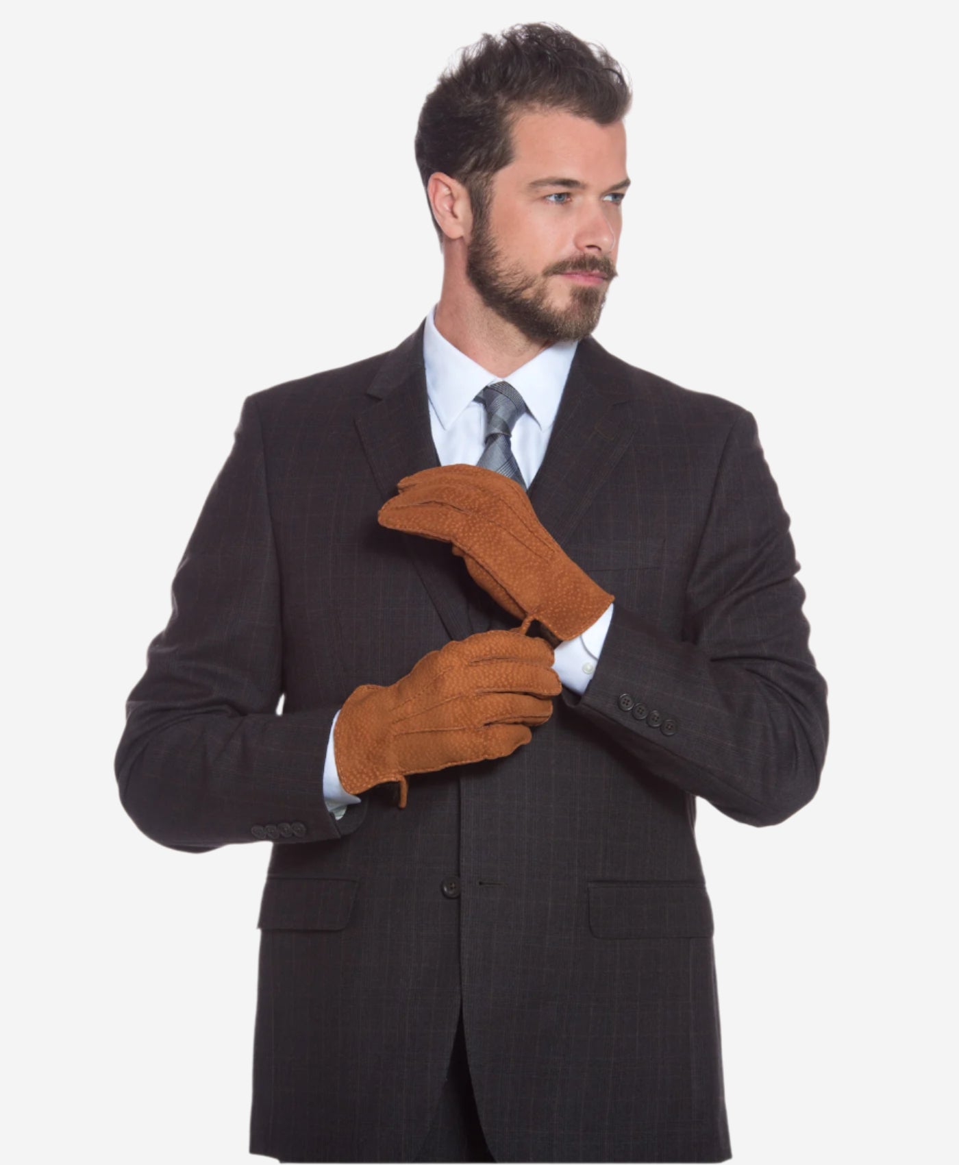 CA3633 (cork) - Handsewn Italian carpincho men’s rabbit fur-lined dress gloves — photo 6 of 10