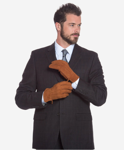 CA3633 (cork) - Handsewn Italian carpincho men’s rabbit fur-lined dress gloves — photo 6 of 10