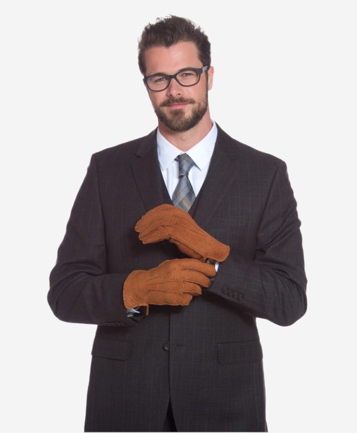 CA3633 (cork) - Handsewn Italian carpincho men’s rabbit fur-lined dress gloves — photo 7 of 10
