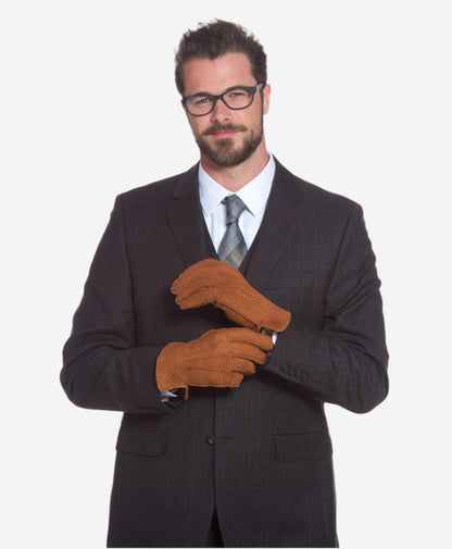 CA3633 (cork) - Handsewn Italian carpincho men’s rabbit fur-lined dress gloves — photo 7 of 10