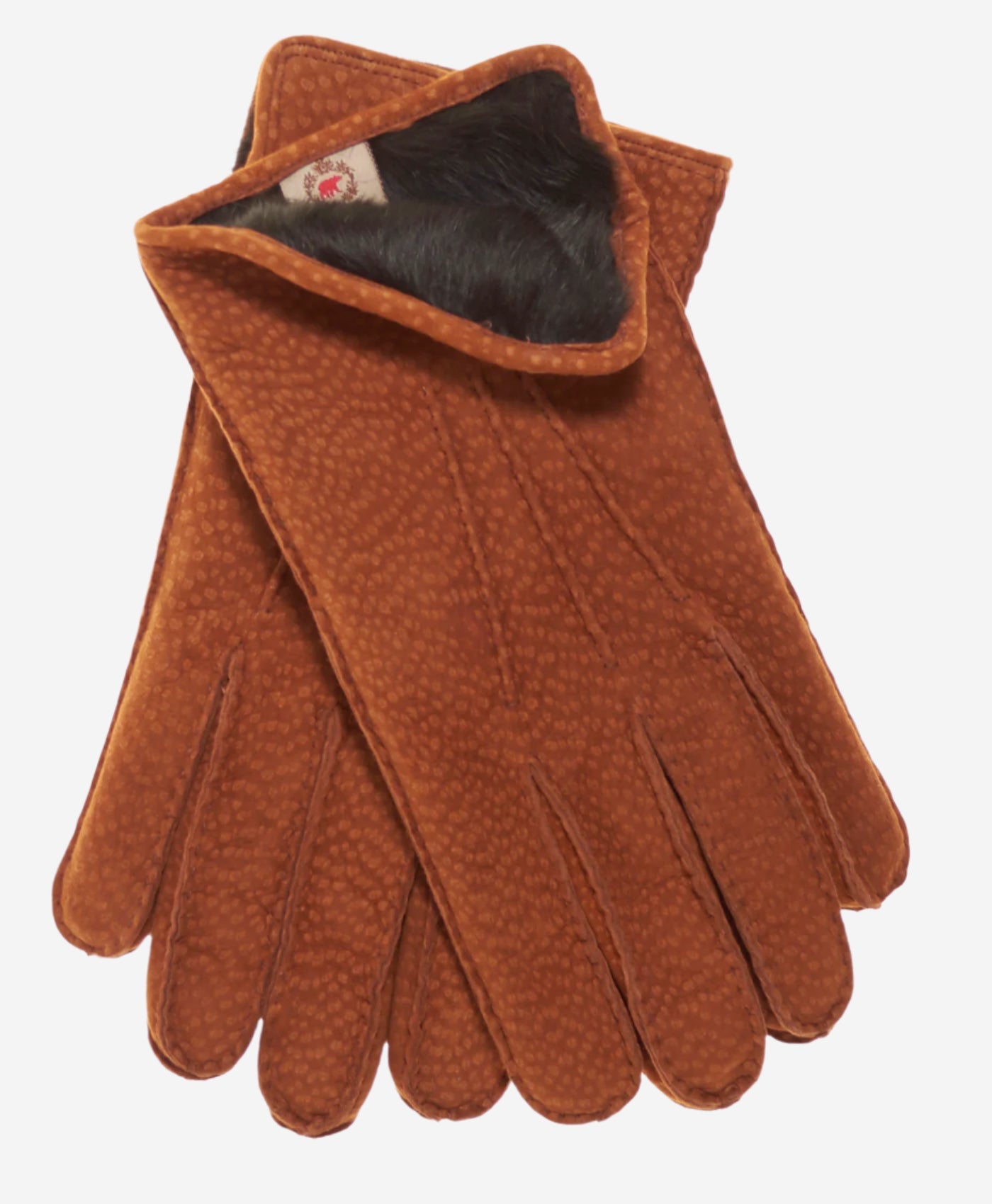 CA3633 (cork) - Handsewn Italian carpincho men’s rabbit fur-lined dress gloves — photo 1 of 10