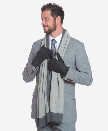 CA3633 (grey) - Handsewn Italian carpincho men’s rabbit fur-lined dress gloves — photo 2 of 10