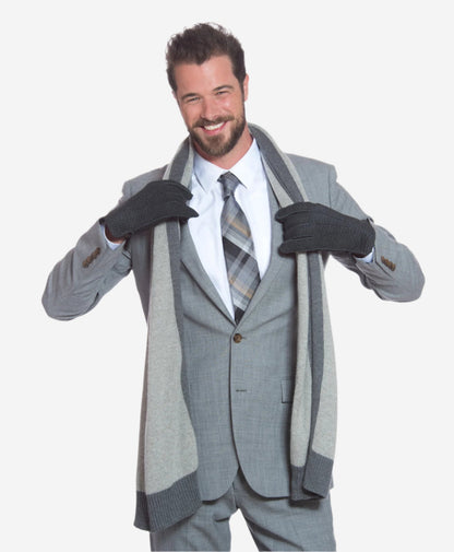 CA3633 (grey) - Handsewn Italian carpincho men’s rabbit fur-lined dress gloves — photo 4 of 10