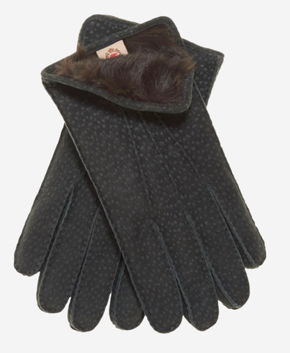 CA3633 (grey) - Handsewn Italian carpincho men’s rabbit fur-lined dress gloves — photo 1 of 10