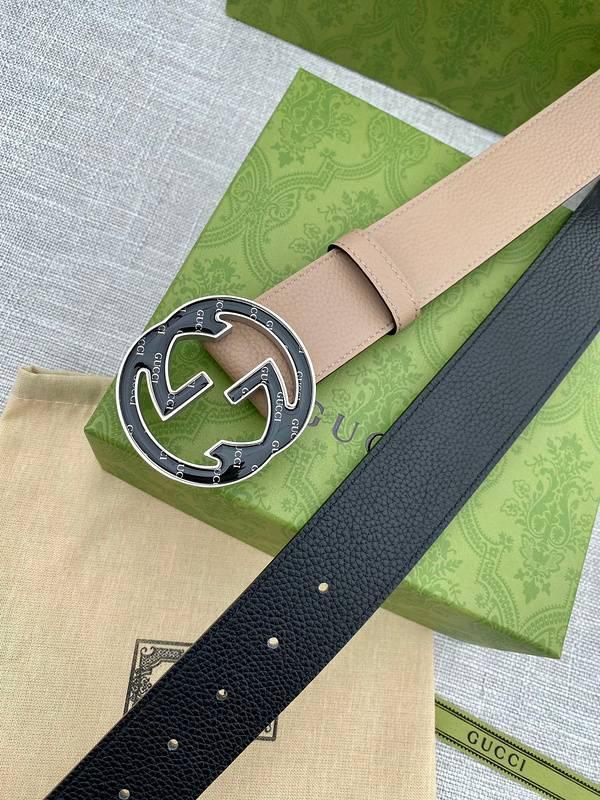 GUCCI Embellished coated-canvas and leather belt 'Beige'