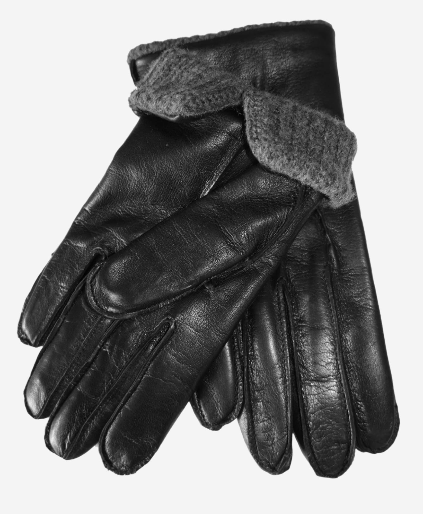 CA3915 (black) - Men’s Italian cashmere-lined leather gloves with ribbed inner cashmere cuff — photo 2 of 8