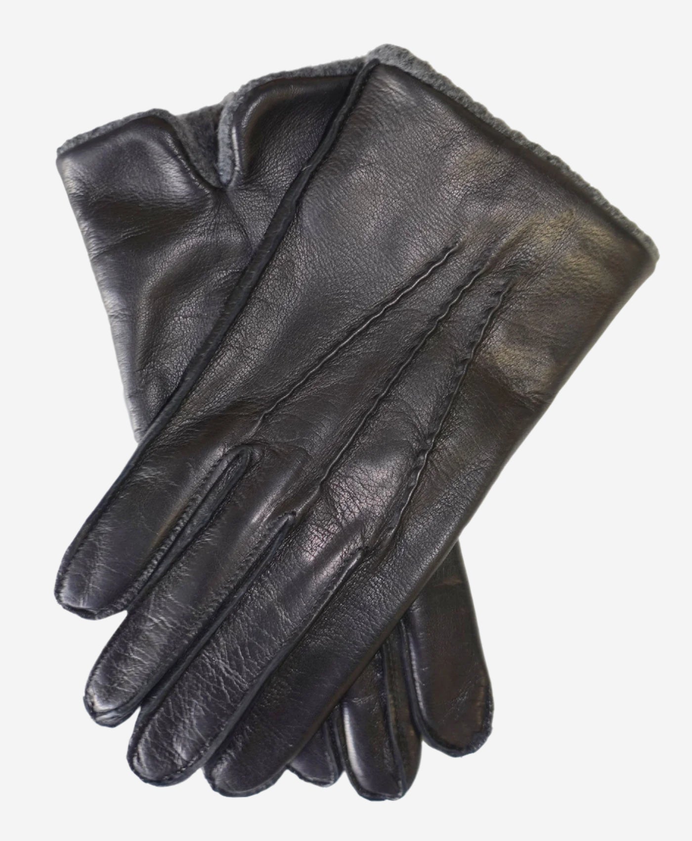 CA3915 (black) - Men’s Italian cashmere-lined leather gloves with ribbed inner cashmere cuff — photo 1 of 8