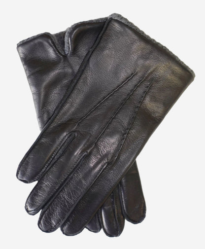 CA3915 (black) - Men’s Italian cashmere-lined leather gloves with ribbed inner cashmere cuff — photo 1 of 8