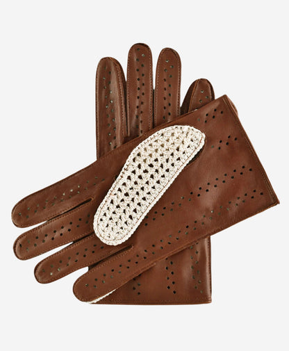 CA3916 (brown) - Handsewn Italian crochet driving gloves in lambskin leather — photo 2 of 8