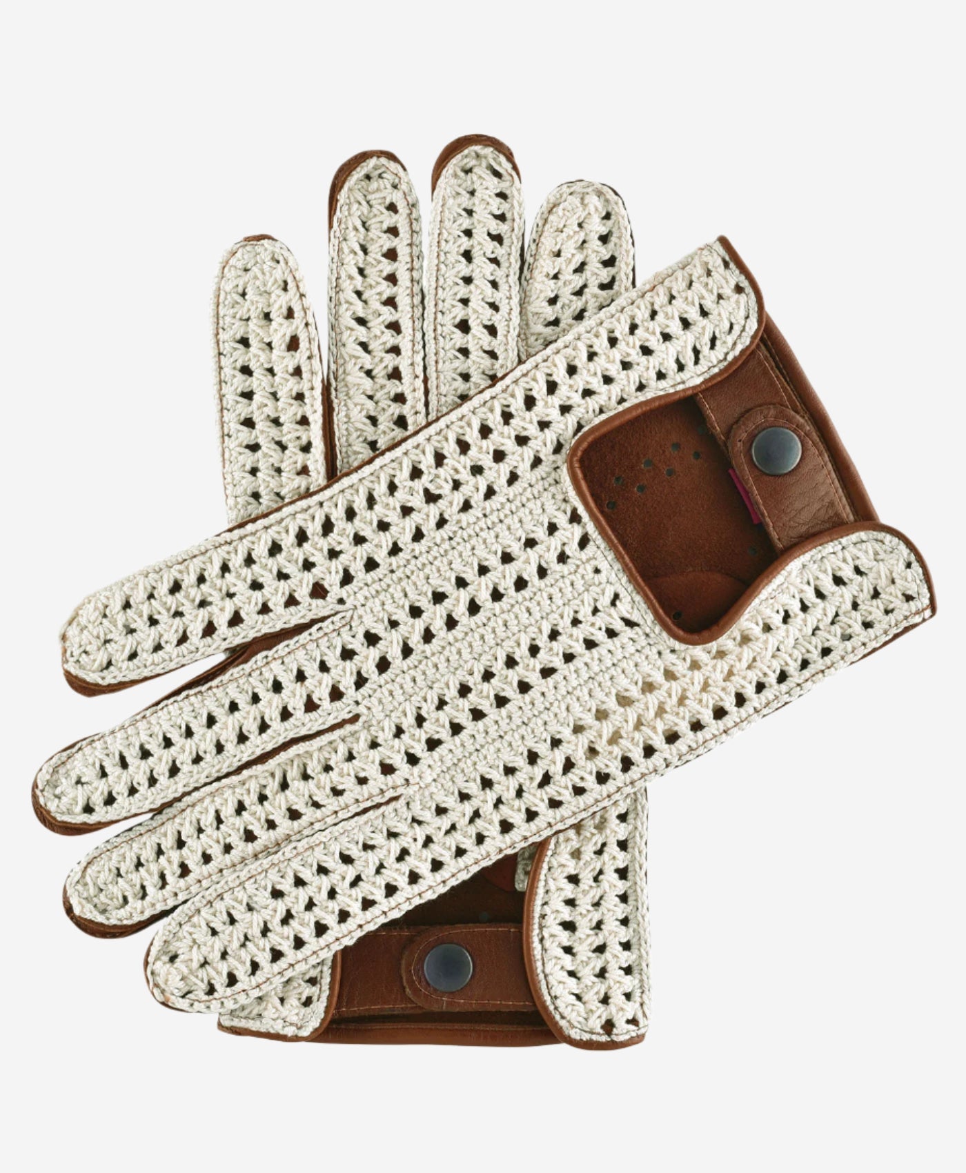 CA3916 (brown) - Handsewn Italian crochet driving gloves in lambskin leather — photo 1 of 8