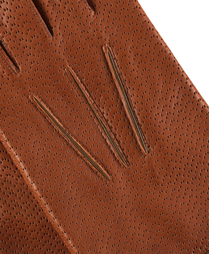 CA3976 (cognac) -Men's Italian cashmere lined leather gloves with unique contrast points — photo 2 of 10