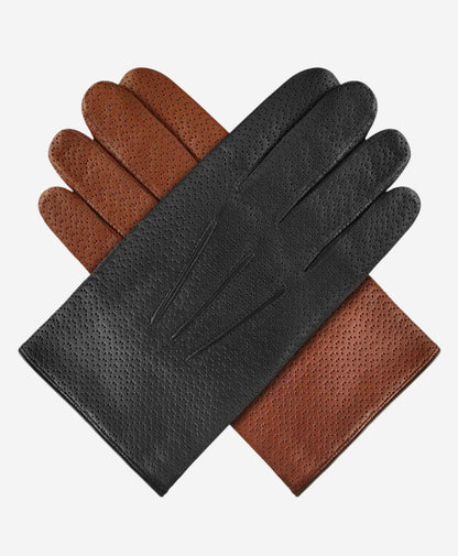 CA3976 (black) - Men's Italian cashmere lined leather gloves with unique contrast points — photo 3 of 9