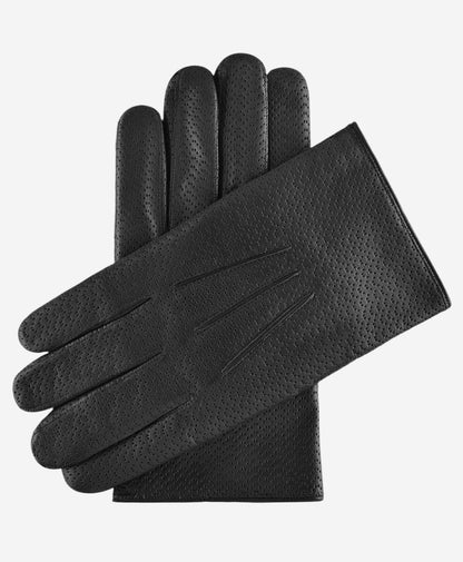 CA3976 (black) - Men's Italian cashmere lined leather gloves with unique contrast points — photo 1 of 9