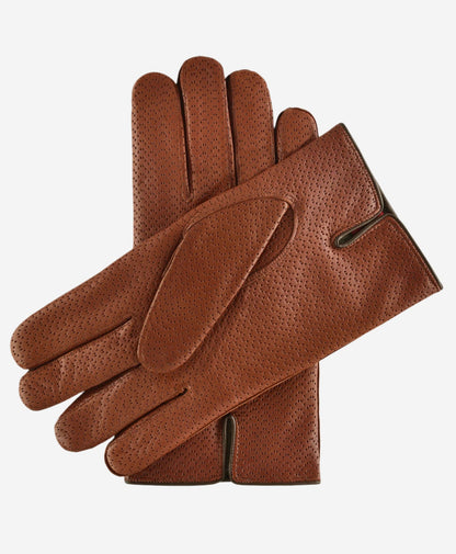 CA3976 (cognac) -Men's Italian cashmere lined leather gloves with unique contrast points — photo 4 of 10