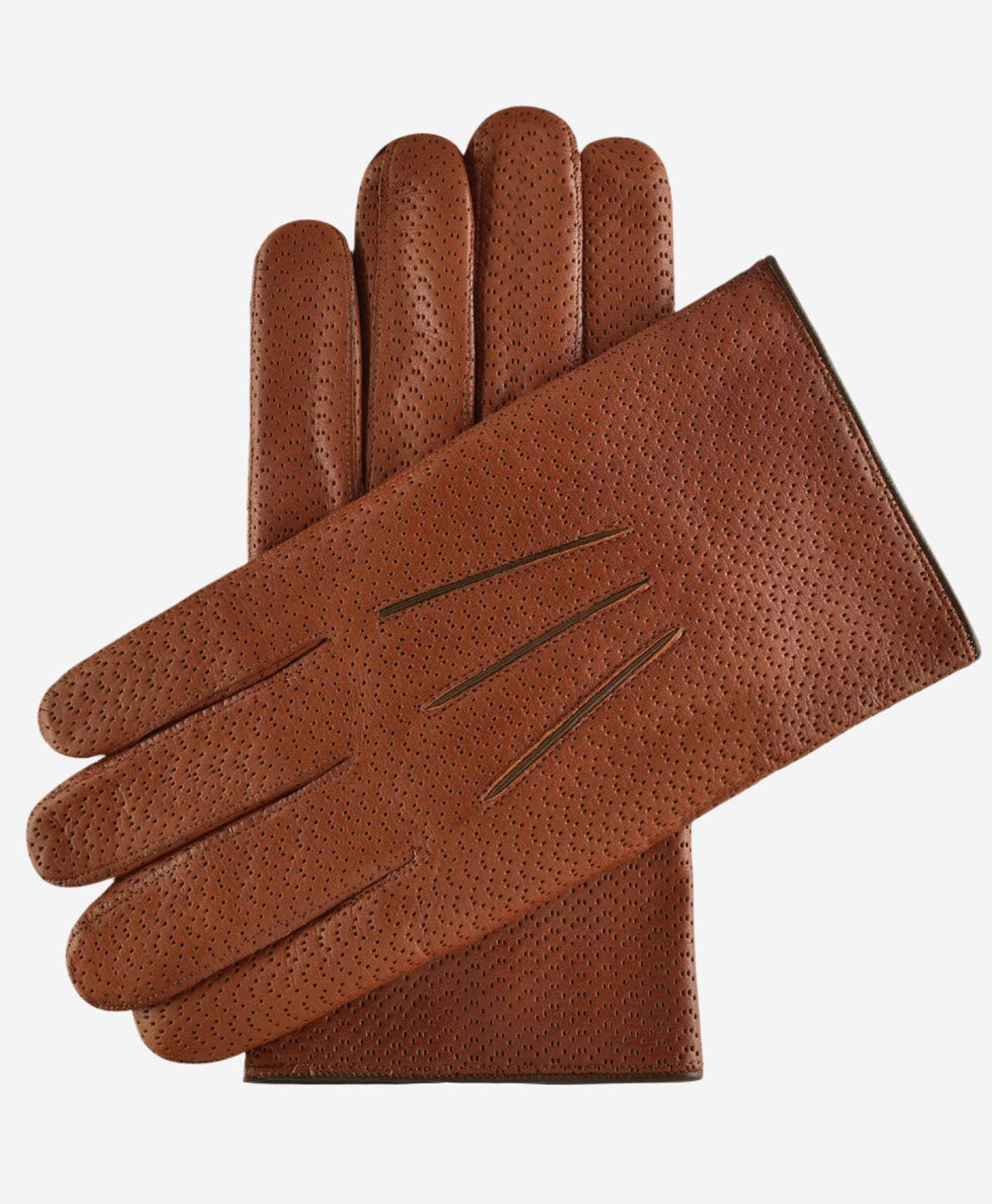 CA3976 (cognac) -Men's Italian cashmere lined leather gloves with unique contrast points — photo 1 of 10