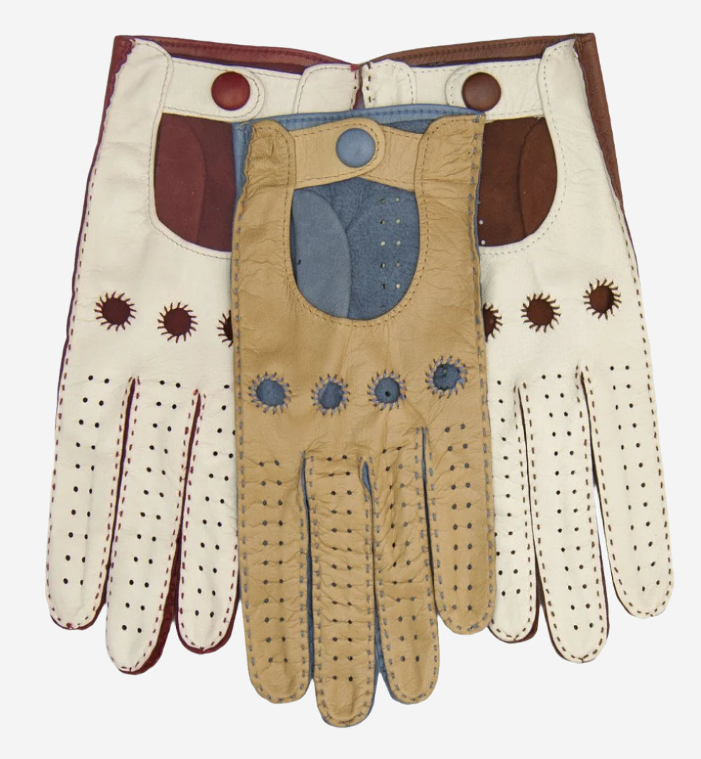 CA4123 (camel/sky) – Women’s two-tone Italian leather driving gloves — photo 2 of 7