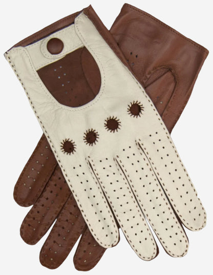 CA4123 (cream/brown) – Women’s two-tone Italian leather driving gloves — photo 2 of 8