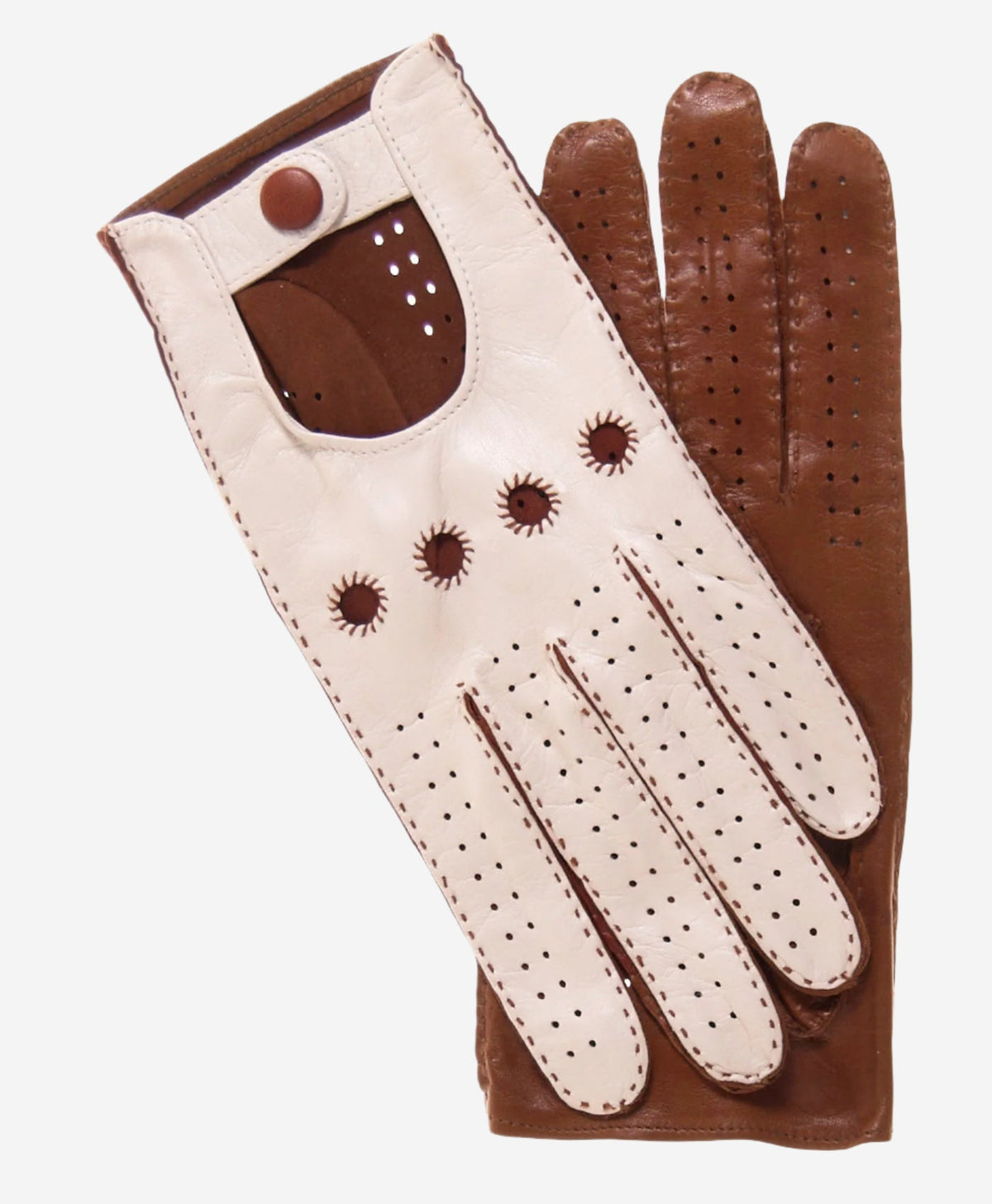 CA4123 (cream/brown) – Women’s two-tone Italian leather driving gloves — photo 1 of 8